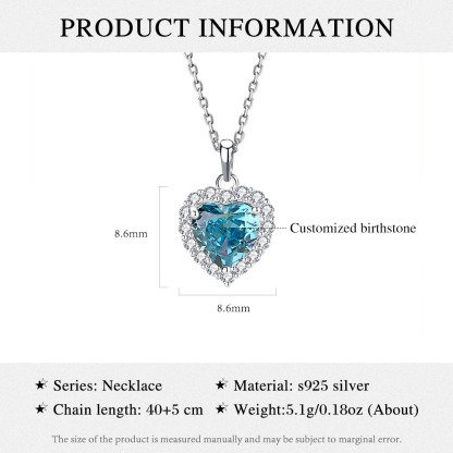 Personalized 925 Silver Heart Pendant Custom Birthstone Necklace Birthday Gifts For Her-Jessemade AU