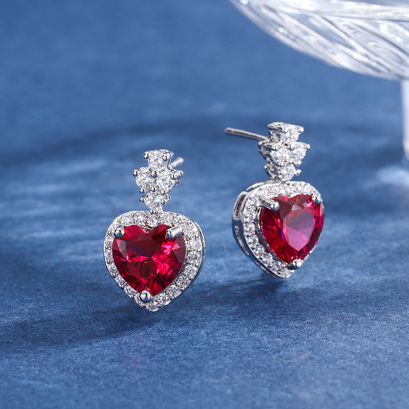 Women's Earrings Heart-Shaped Red Earrings Birthday Gifts for Her-Jessemade AU