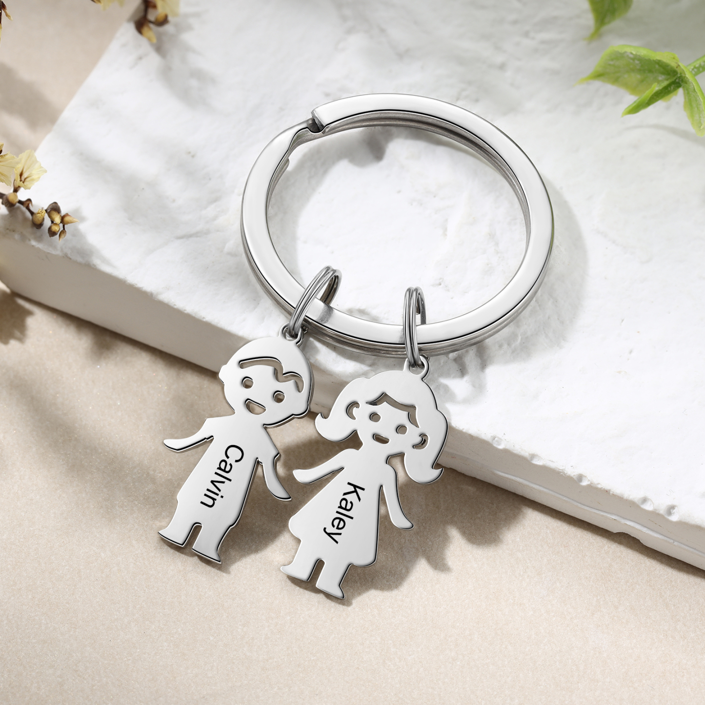 2 Names - Personalised Kid Charm Keychain Pet Charm Keyring Father's Day Gift for Family Friends-Jessemade AU