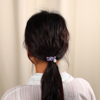 2 Pcs Bracelet Set Custom Names Purple Dinosaur Charm Hair Ties Back To School Gift for Kids - My Heart Will Be With You Throughout The Day-Jessemade AU