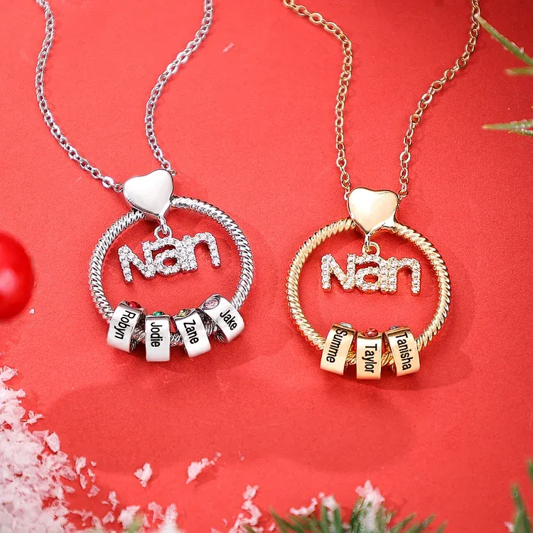 3 Names - Personalised Nan Necklace Custom Names 3 Birthstones Circle Pendant Necklace Christmas Gift for Grandma Nana-Jessemade AU