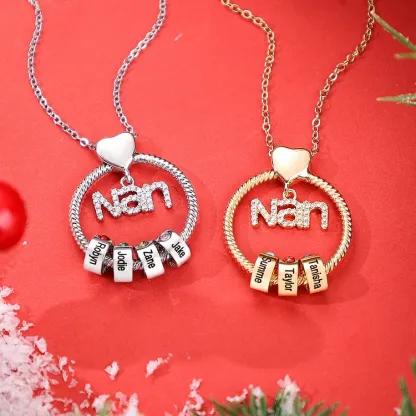 3 Names - Personalised Nan Necklace Custom Names 3 Birthstones Circle Pendant Necklace Christmas Gift for Grandma Nana-Jessemade AU