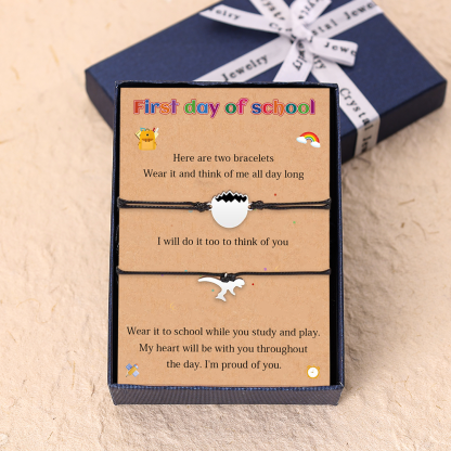 2 Pcs Dinosaur Bracelet Set First Day of School Gift with Gift Card Adjustable Bracelet Gift for Kids-Jessemade AU