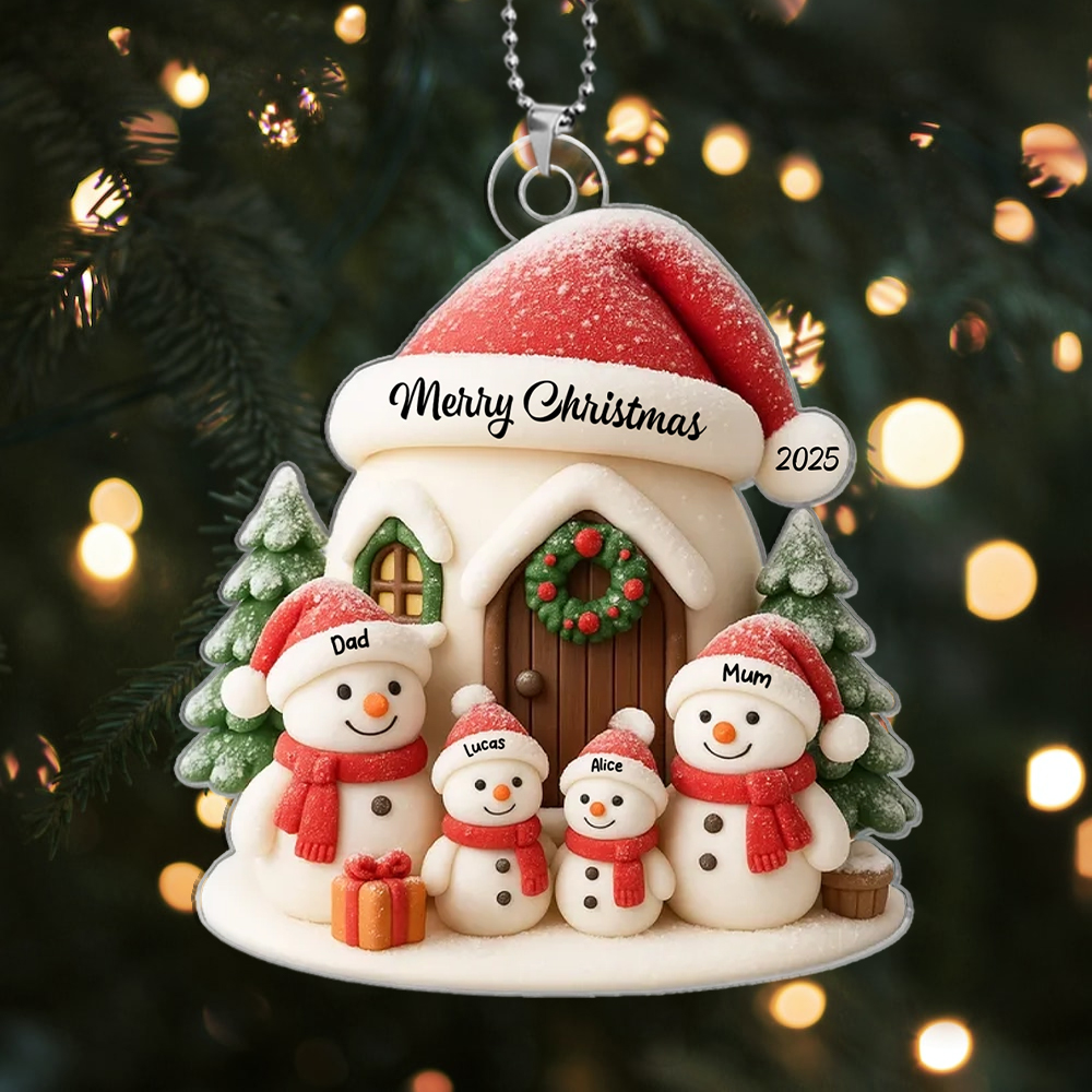 Personalised Christmas Tree Decoration Snowman Family