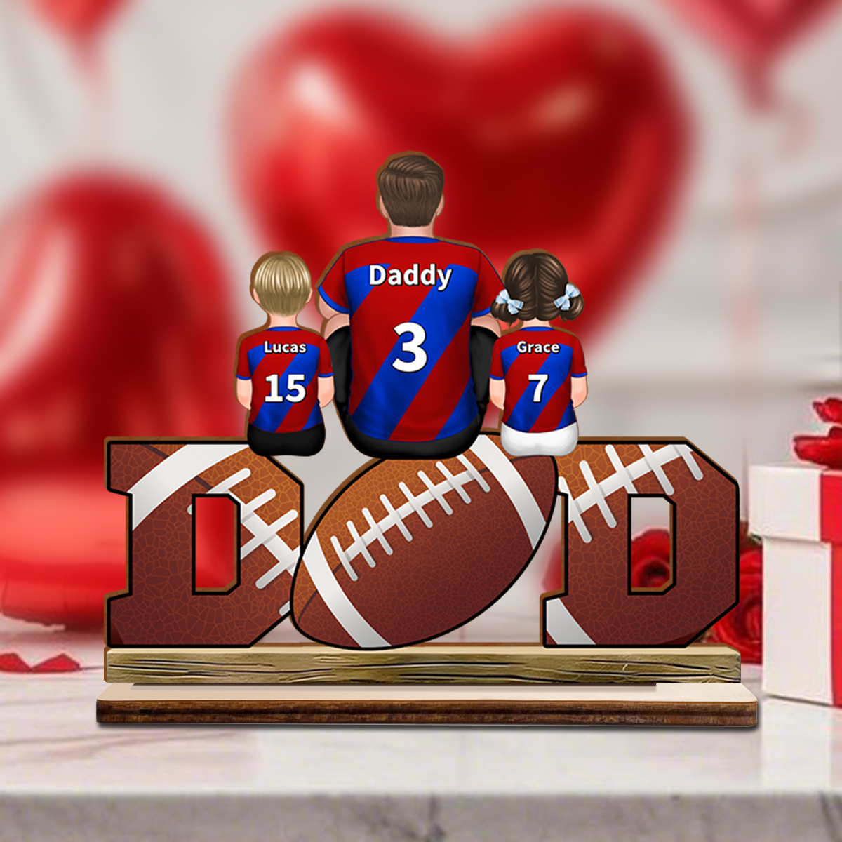 Personalised DAD Footy Wooden Plaque, Family Jerseys