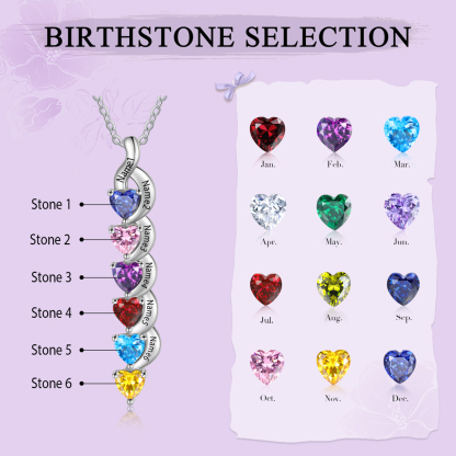 Custom Heart Birthstone Jewelry Set Necklace Bracelet for Family Personalised with 6 Names 6 Birthstones-Jessemade AU
