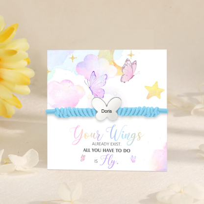 Butterfly Adjustable Bracelet Custom Name Bracelet Gift for Daughter Granddaughter - Your Wings Always Exist, All You Have To Do Is Fly-Jessemade AU