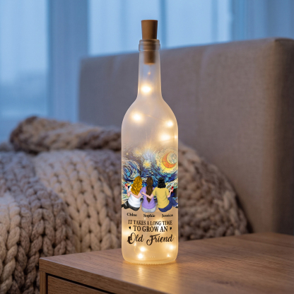 Personalised LED Light-Up Bottle with 2–6 Names, Friendship Gift for Your Best Friend