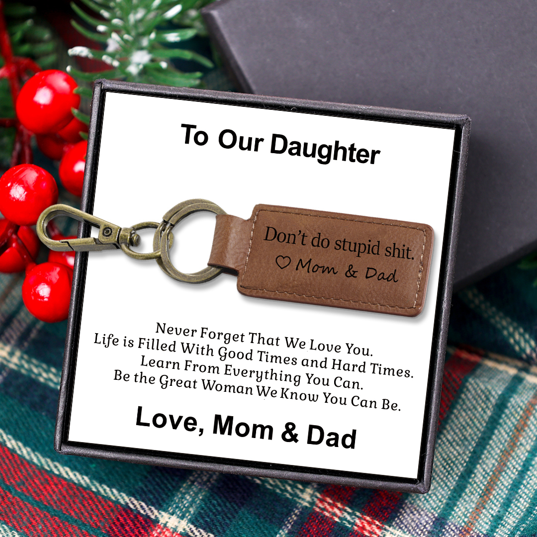 Don't Do Stupid Funny Leather Keychain Drive Safe Have Fun Keychain Teenager Gift Set For Son/Daughter-Jessemade AU