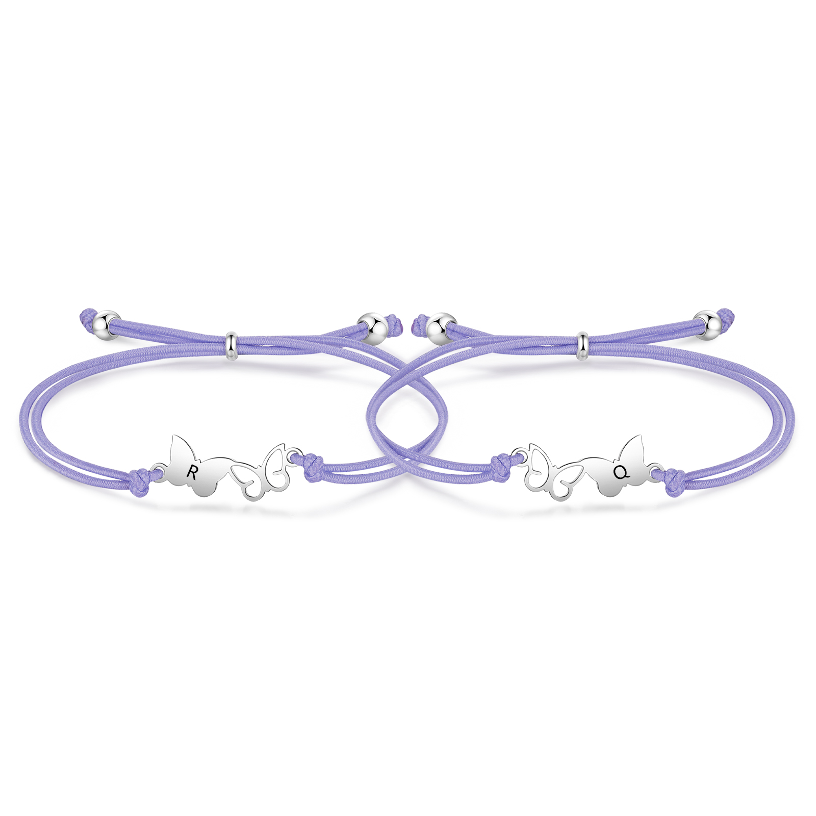 2 Pcs Bracelet Set Custom Letters Butterfly Bracelets Back To School Gift for Girls Kids-Jessemade AU