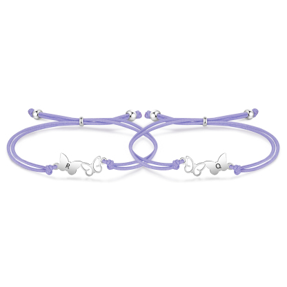 2 Pcs Bracelet Set Custom Letters Butterfly Bracelets Back To School Gift for Girls Kids-Jessemade AU