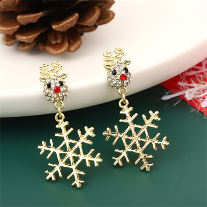 Christmas Reindeer Snowflake Earrings Festive Gift for Family-Jessemade AU