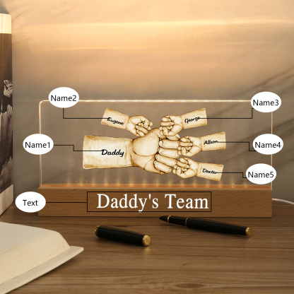 5 Names -  Personalised Name & Text Acrylic Night Light Custom Fist Bump LED Lamp Fathers Day Gifts-Jessemade AU