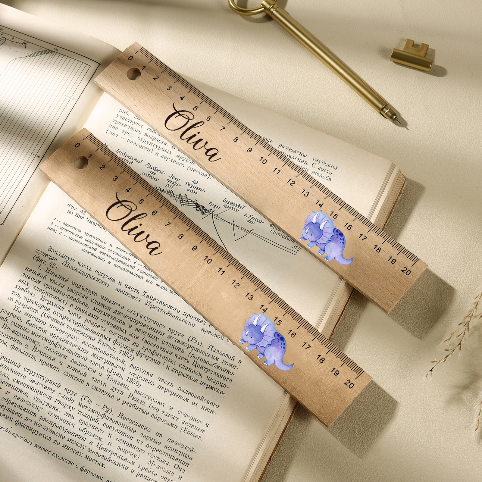 Custom 1 Name Ruler Wooden Dinosaur Ruler Back To School Gift for Boys Girls-Jessemade AU