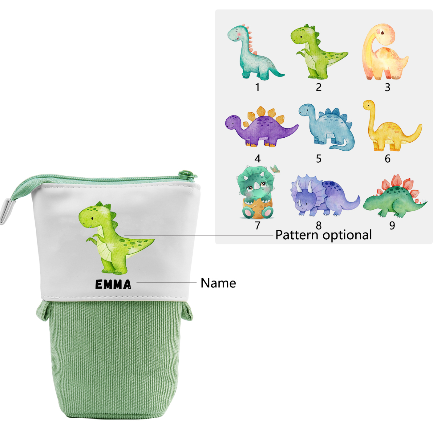 Personalised Date & Name & Dinosaur Pattern Gift Set Custom Enamel Mug & Pencil Case & Bracelets Gift Set Back-to-School Gifts for Kids