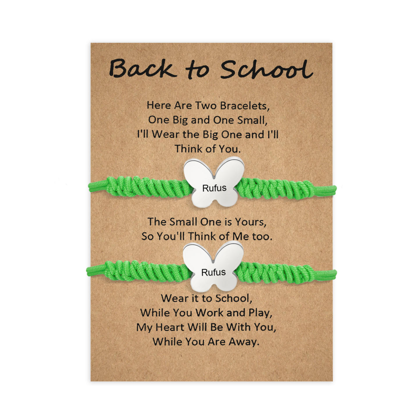 2 Pcs Butterfly Bracelet Set Custom 2 Names Adjustable Bracelets Back to School Gift for Daughter Granddaughter-Jessemade AU