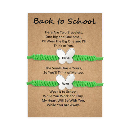 2 Pcs Butterfly Bracelet Set Custom 2 Names Adjustable Bracelets Back to School Gift for Daughter Granddaughter-Jessemade AU