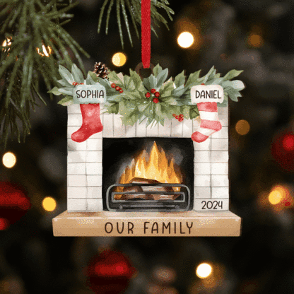 Personalised Christmas Ornament Fireplace Stocking Customised 2-8 Names Wooden Hanging Ornaments Christmas Gift for Family-Jessemade AU
