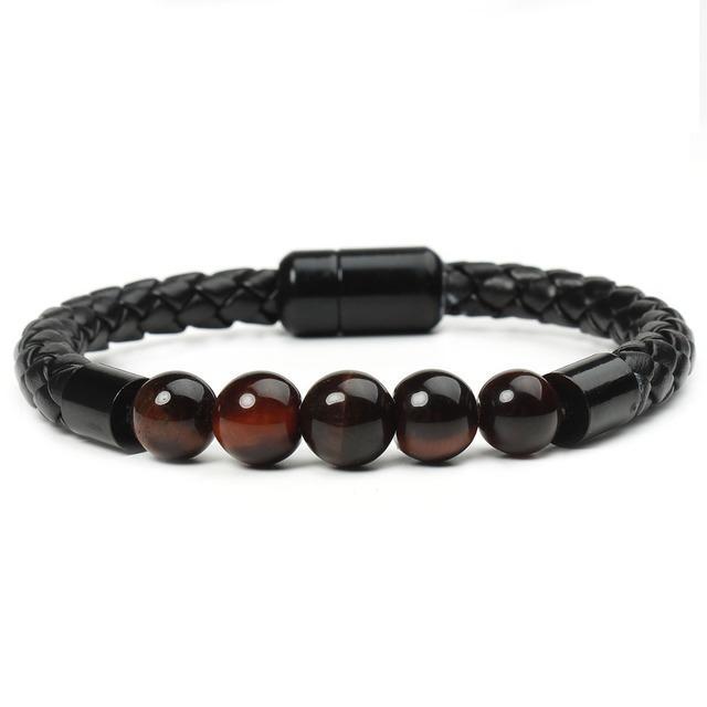 Tiger Eye Black Onyx Beaded Bracelet Men-Jessemade AU