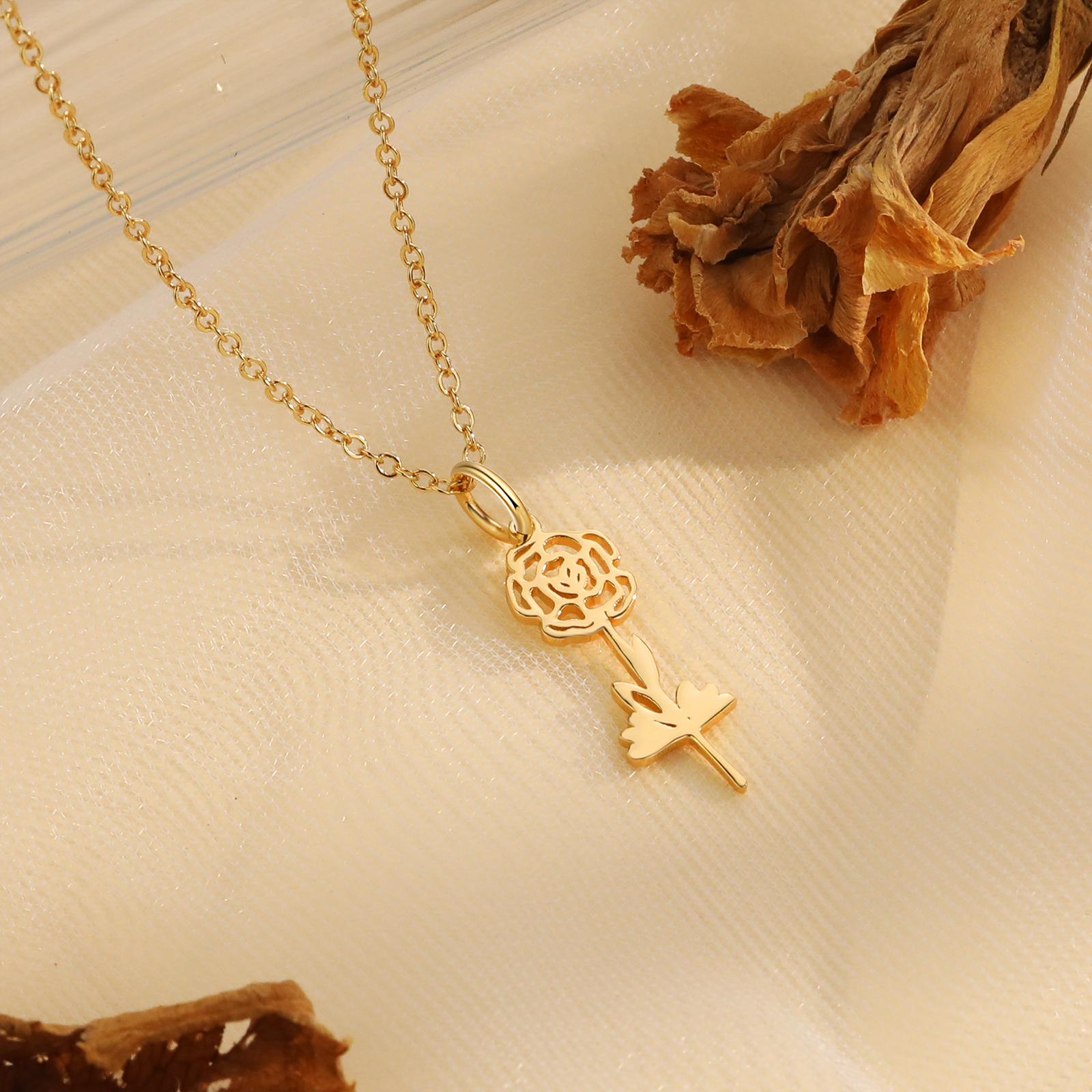 Personalised 1 Birthday Flower Necklace Custom Pendant Necklace Gold Birthday Gift for Her-Jessemade AU