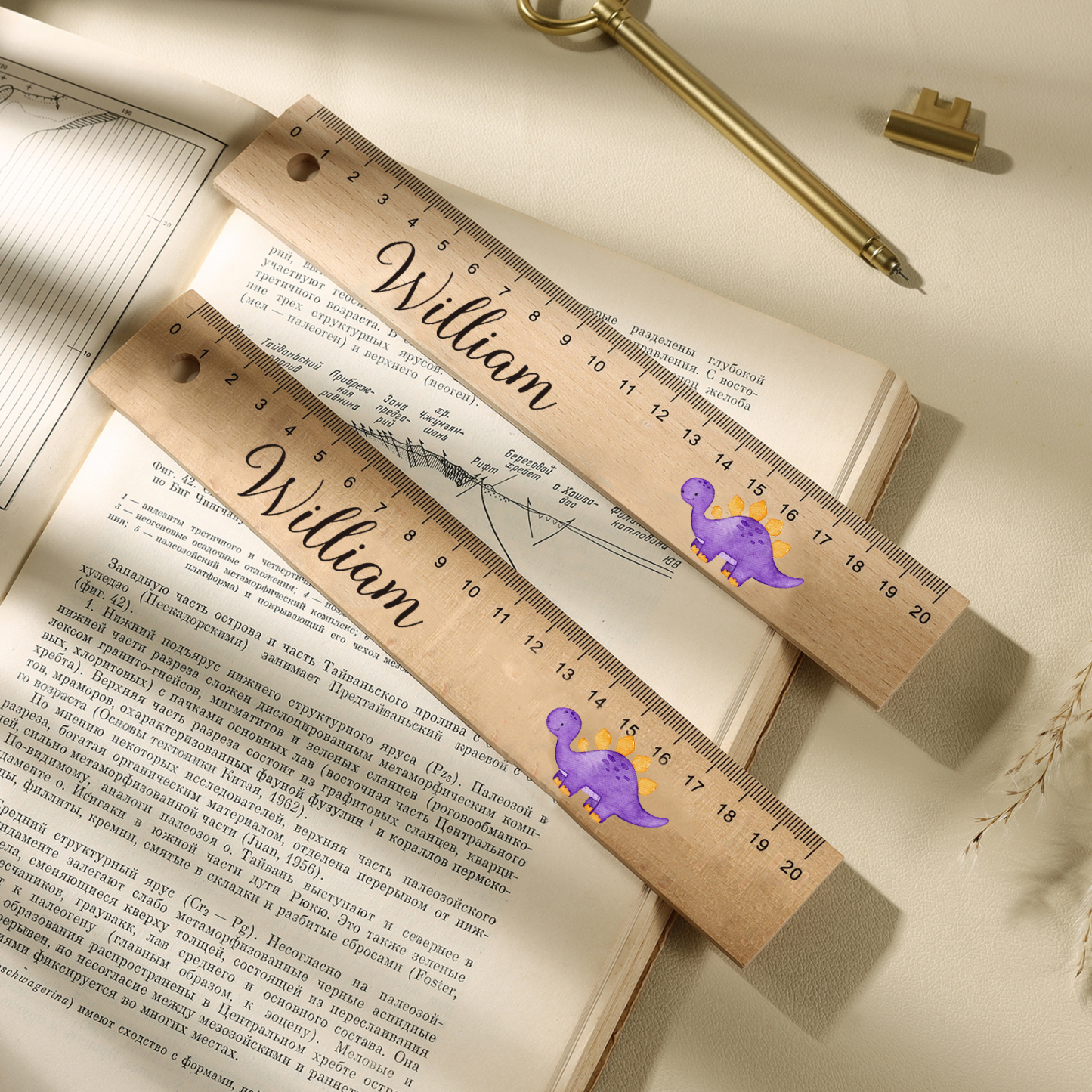 Custom 1 Name Ruler Wooden Dinosaur Ruler Back To School Gift for Boys Girls-Jessemade AU