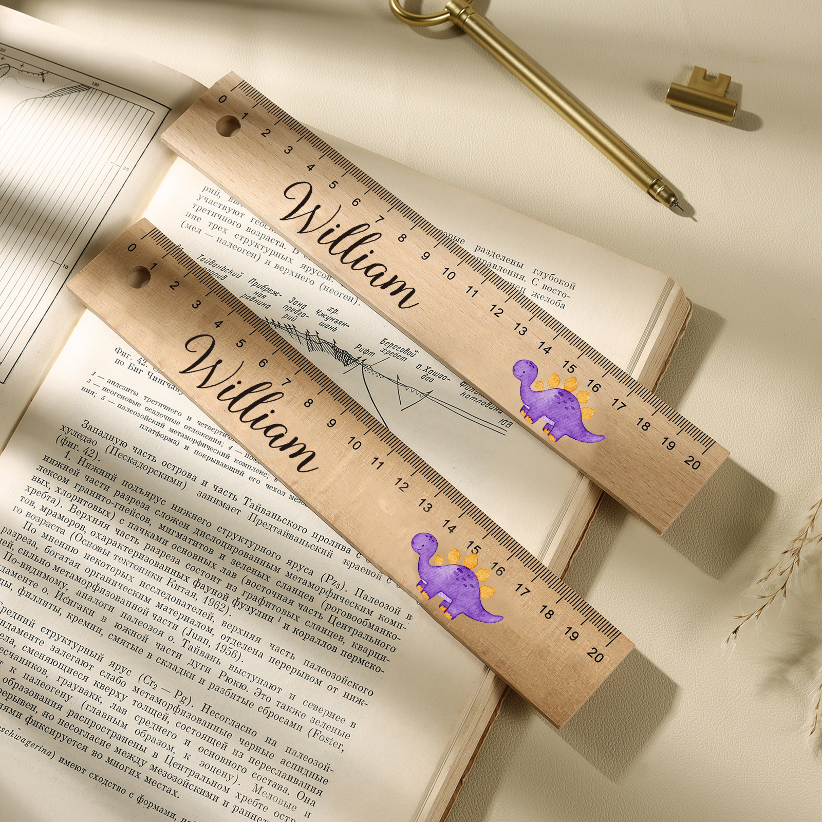 Custom 1 Name Ruler Wooden Dinosaur Ruler Back To School Gift for Boys Girls-Jessemade AU