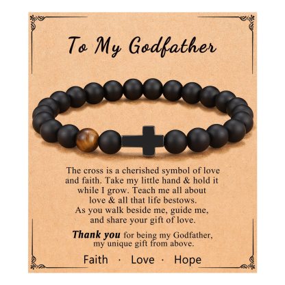 Black Gallstone Cross Bracelet Beads Bracelet-Jessemade AU