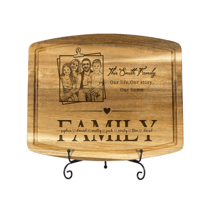 Personalised Family Cutting Board Custom 1 Photo & 2 Texts & 7 Names Cutting Board Creative Gifts-Jessemade AU