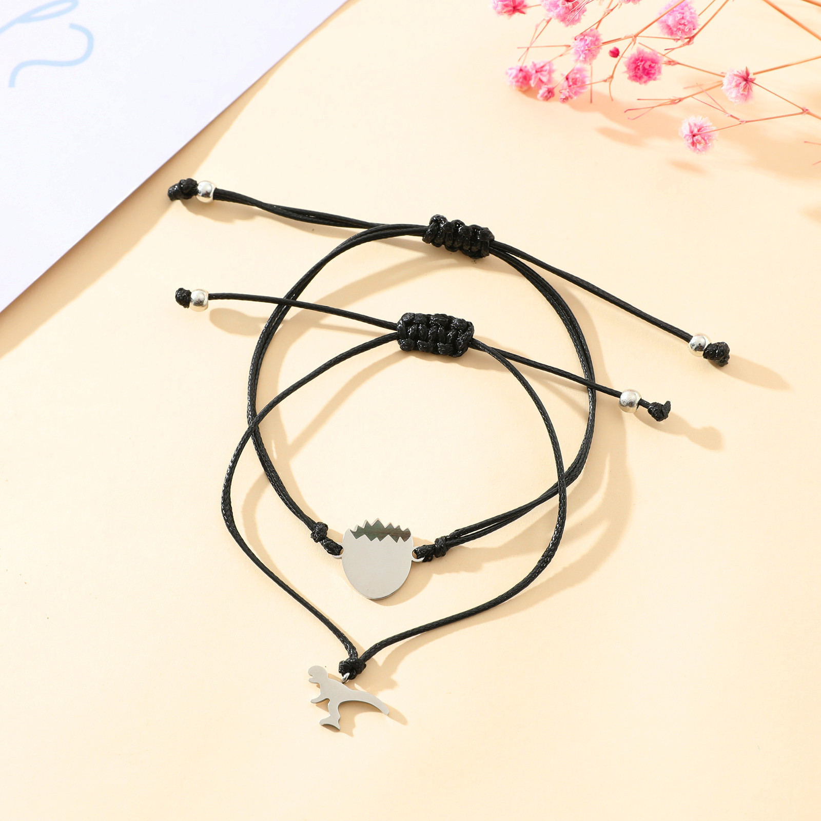 2 Pcs Dinosaur Bracelet Set First Day of School Gift with Gift Card Adjustable Bracelet Gift for Kids-Jessemade AU