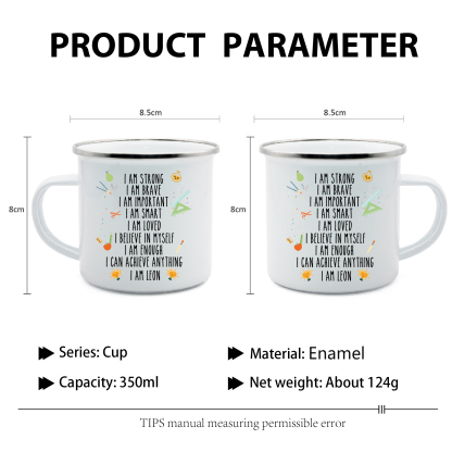 Personalised Enamel Mug Custom 1 Name Cup Back to School Gift for Kids - I Am Strong, I Am Brave, I Am Important-Jessemade AU