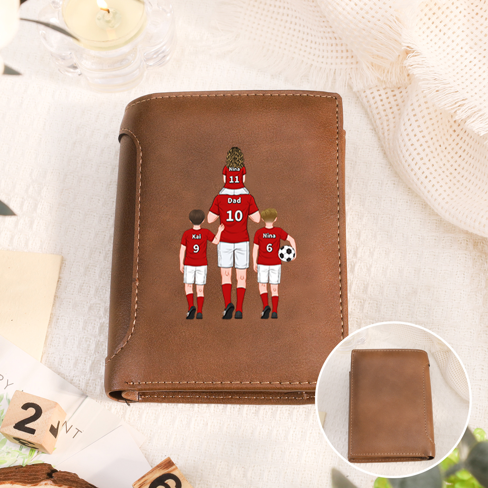Personalised Football Family Leather Wallet for Dad