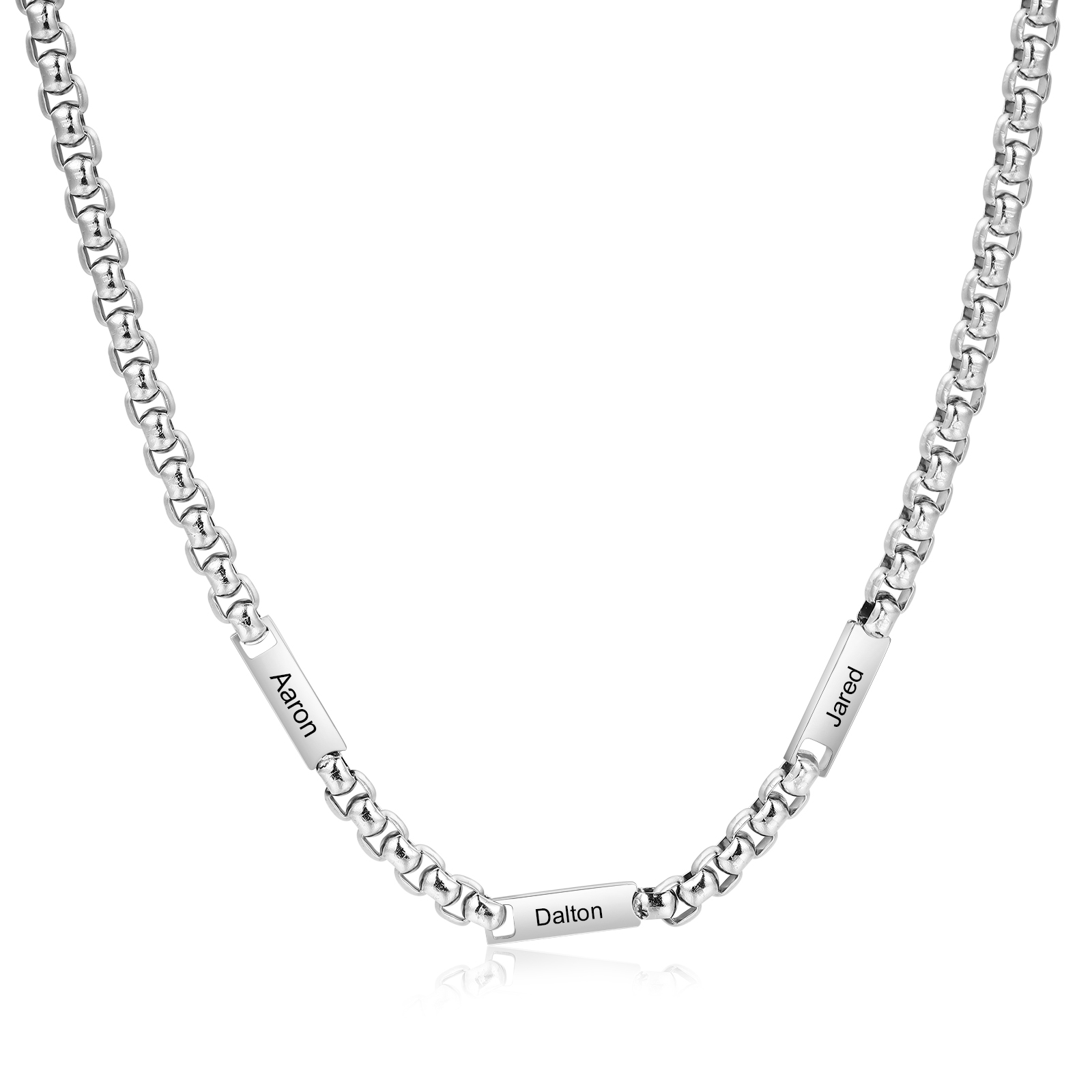 Personalized 3 Names Cuban Link Chain Necklace Stainless Steel Men Nec