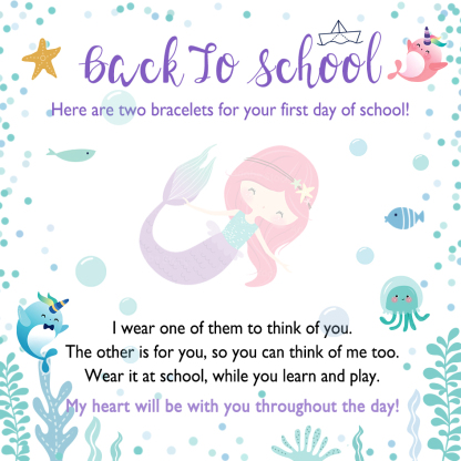 2 Pcs Bracelet Set Custom Names Mermaid Charm Hair Ties Back To School Gift for Daughters - My Heart Will Be With You Throughout The Day-Jessemade AU