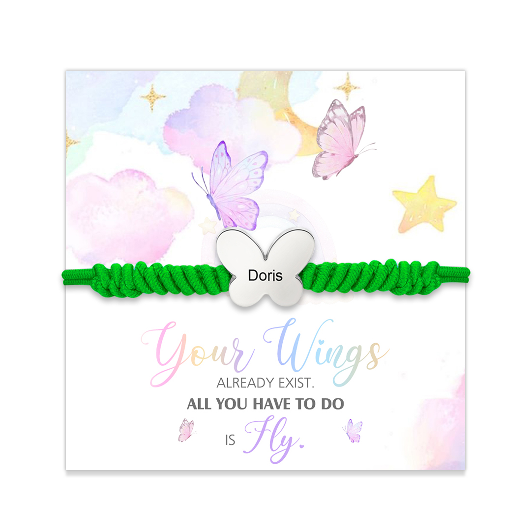 Butterfly Adjustable Bracelet Custom Name Bracelet Gift for Daughter Granddaughter - Your Wings Always Exist, All You Have To Do Is Fly-Jessemade AU