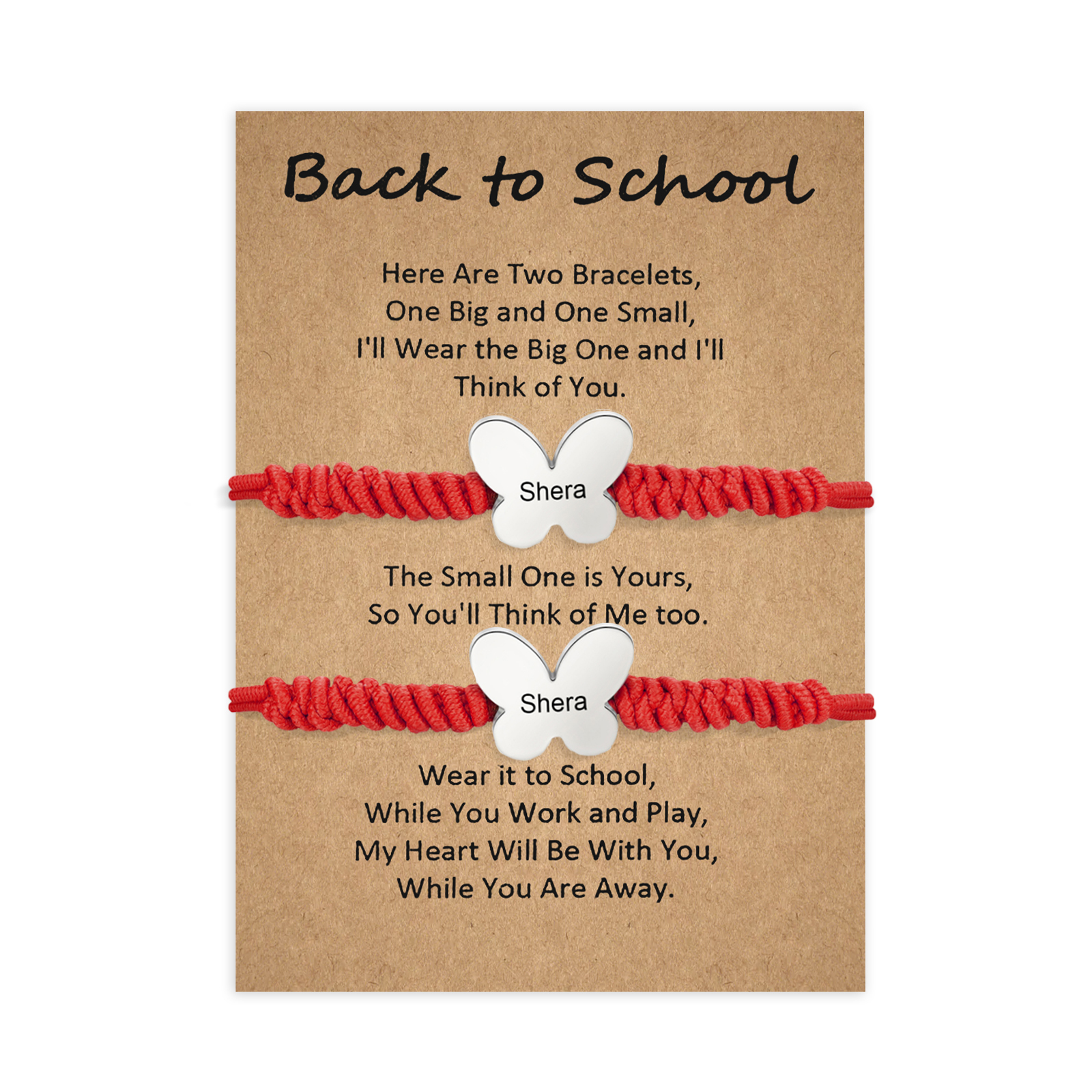 2 Pcs Butterfly Bracelet Set Custom 2 Names Adjustable Bracelets Back to School Gift for Daughter Granddaughter-Jessemade AU