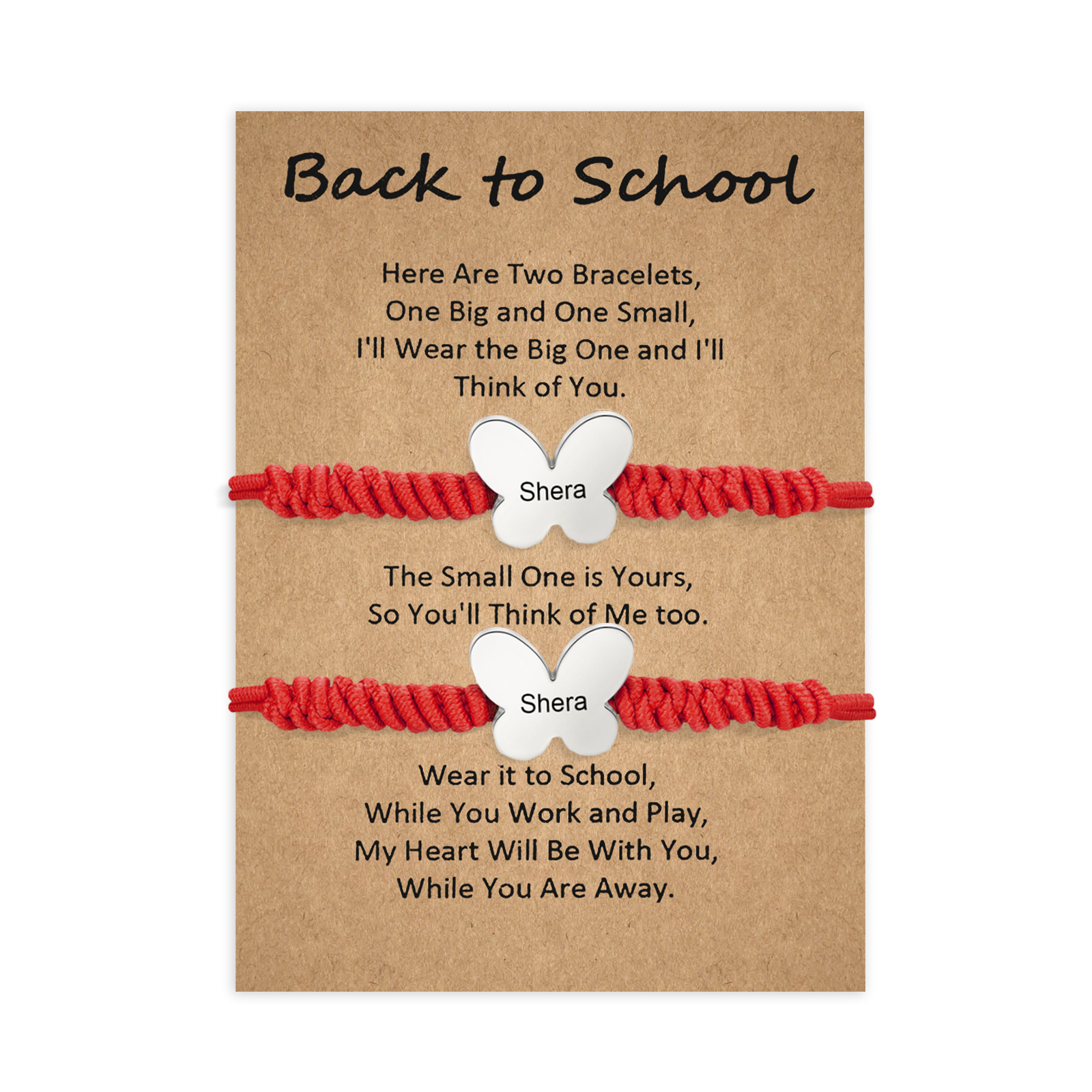 2 Pcs Butterfly Bracelet Set Custom 2 Names Adjustable Bracelets Back to School Gift for Daughter Granddaughter-Jessemade AU