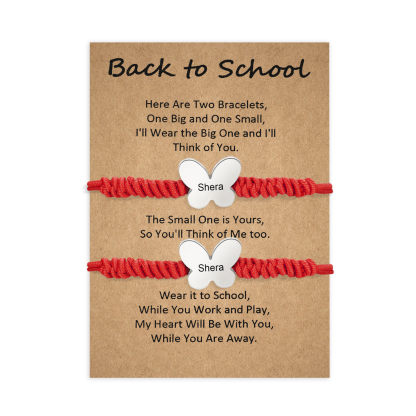 2 Pcs Butterfly Bracelet Set Custom 2 Names Adjustable Bracelets Back to School Gift for Daughter Granddaughter-Jessemade AU