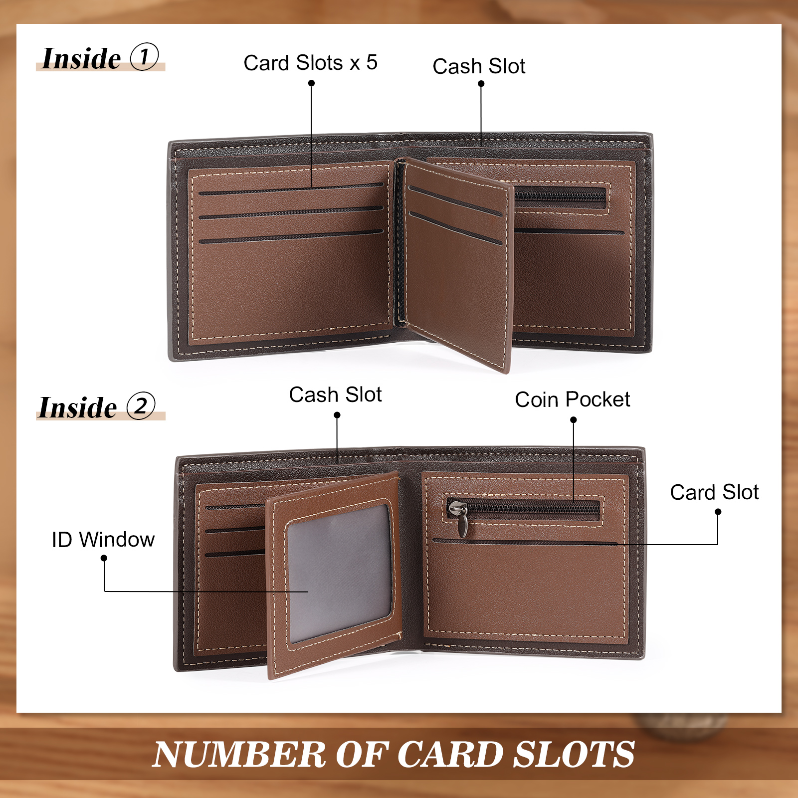 Men Photo Wallet Personalised Letter & Name Wallet Gray Christmas Gift for Him-Jessemade AU