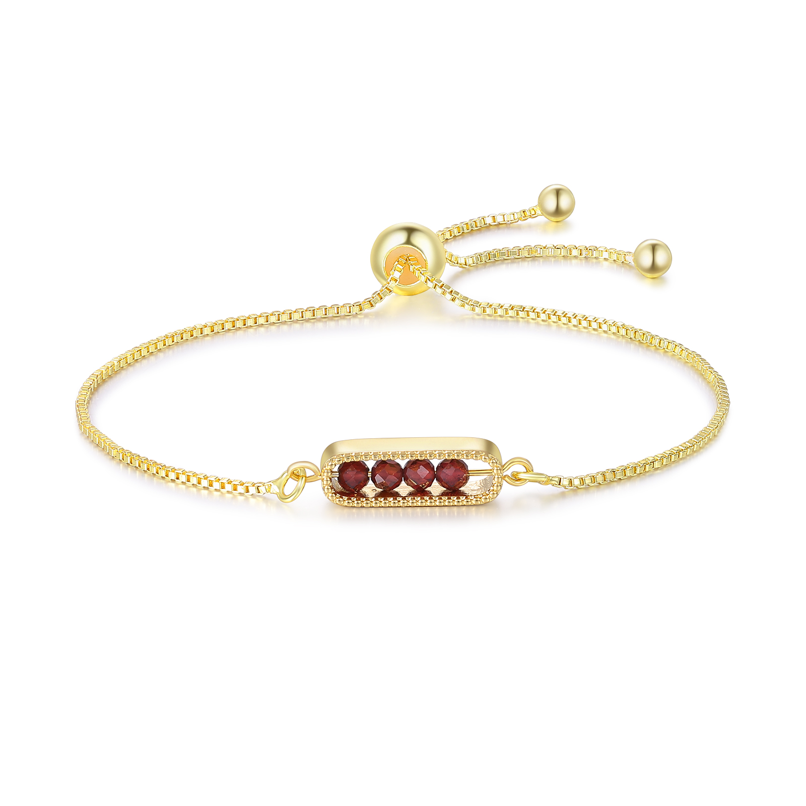 Personalised bar bracelet with birthstone, adjustable in a minimalist design