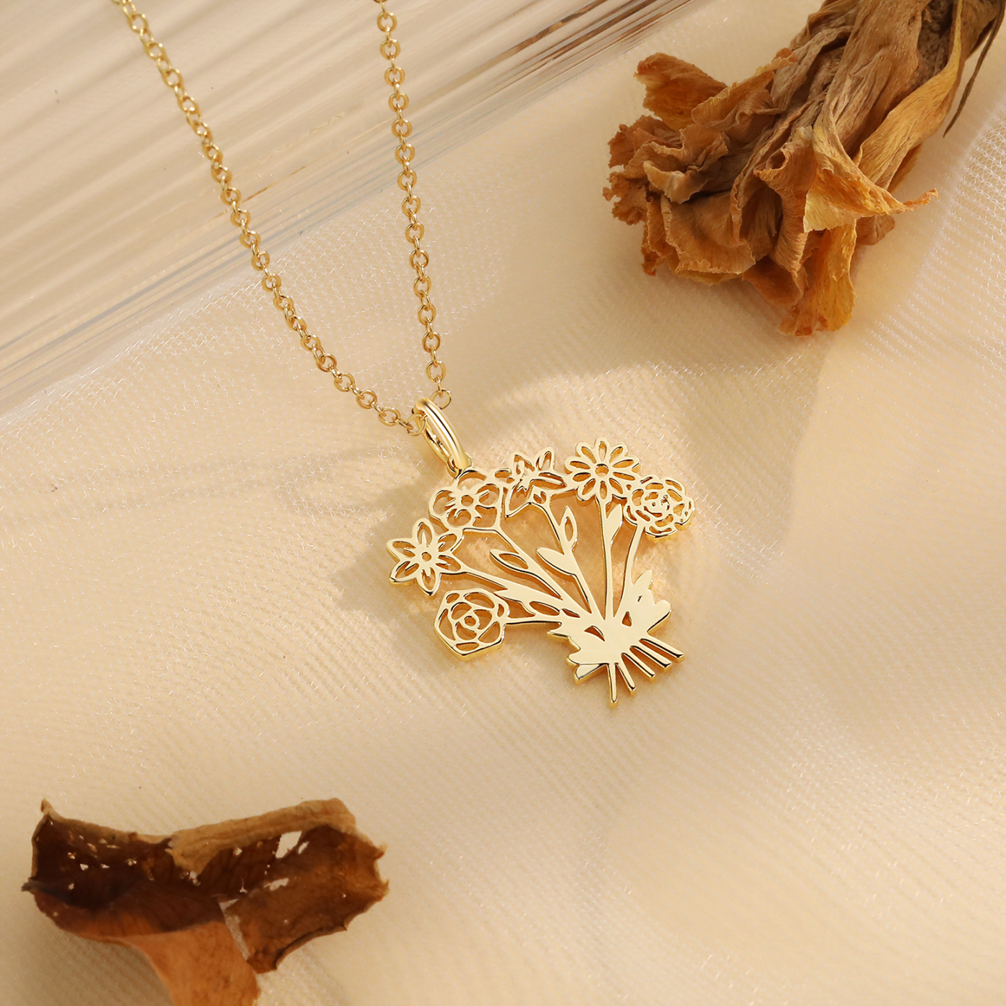 Personalised 6 Birthday Flowers Necklace Custom Pendant Necklace Gold Birthday Gift for Her-Jessemade AU