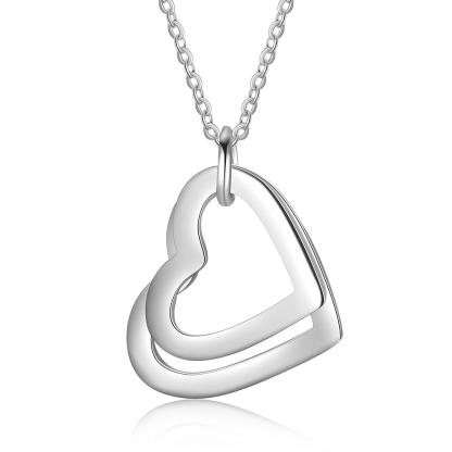 Heart Pendant Necklace Heart Matching Necklace Personalised Engraved 2 Names Mother Daughter Necklace-Jessemade AU