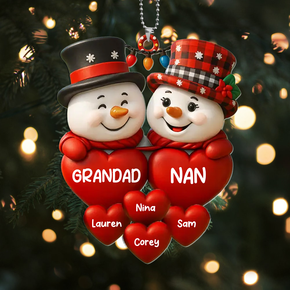 Personalised Snowmen Christmas Tree Decoration with Family Names