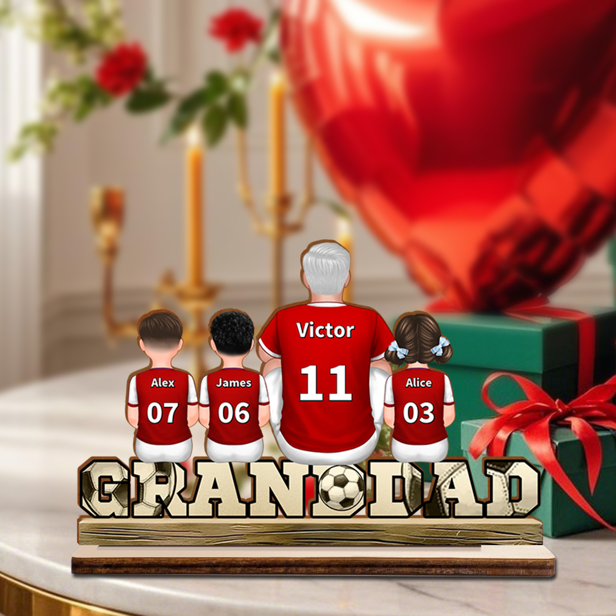 To my Granddad - Personalised Wooden Football Decoration with 2-5 Names and Children | Grandfather’s Day Gifts | Jessemade