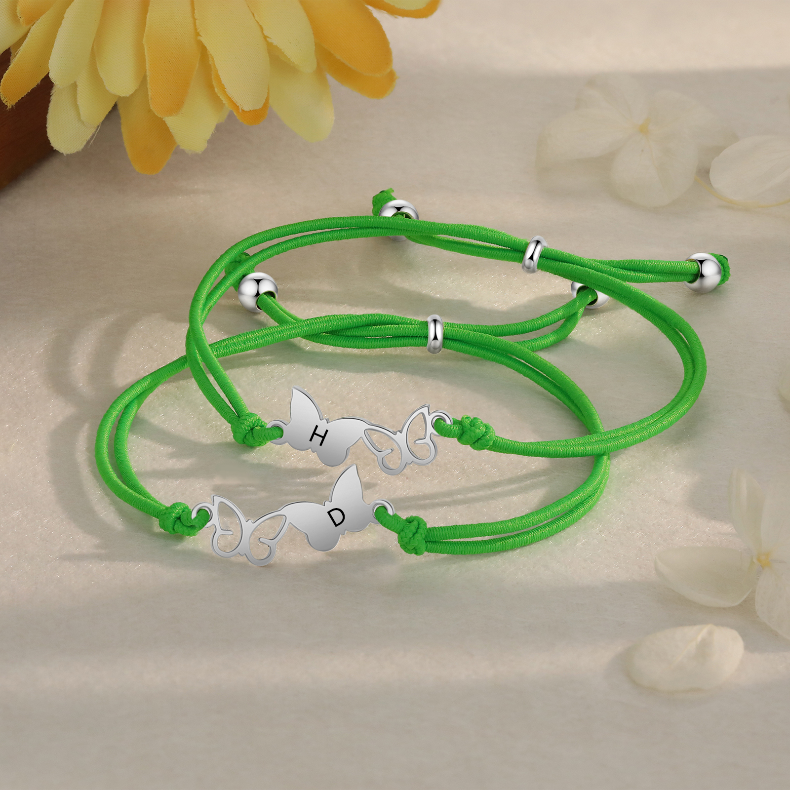 2 Pcs Bracelet Set Custom Letters Butterfly Bracelets Back To School Gift for Girls Kids-Jessemade AU