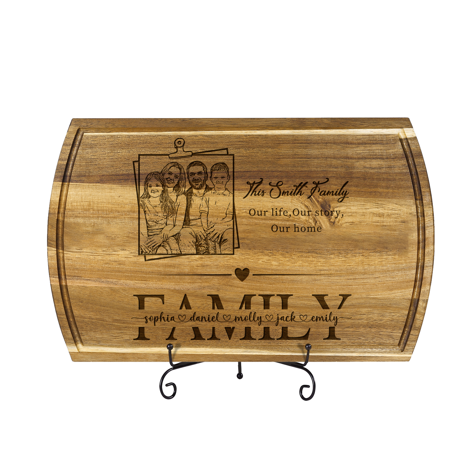 Personalised Family Cutting Board Custom 1 Photo & 2 Texts & 5 Names Cutting Board Creative Gifts-Jessemade AU