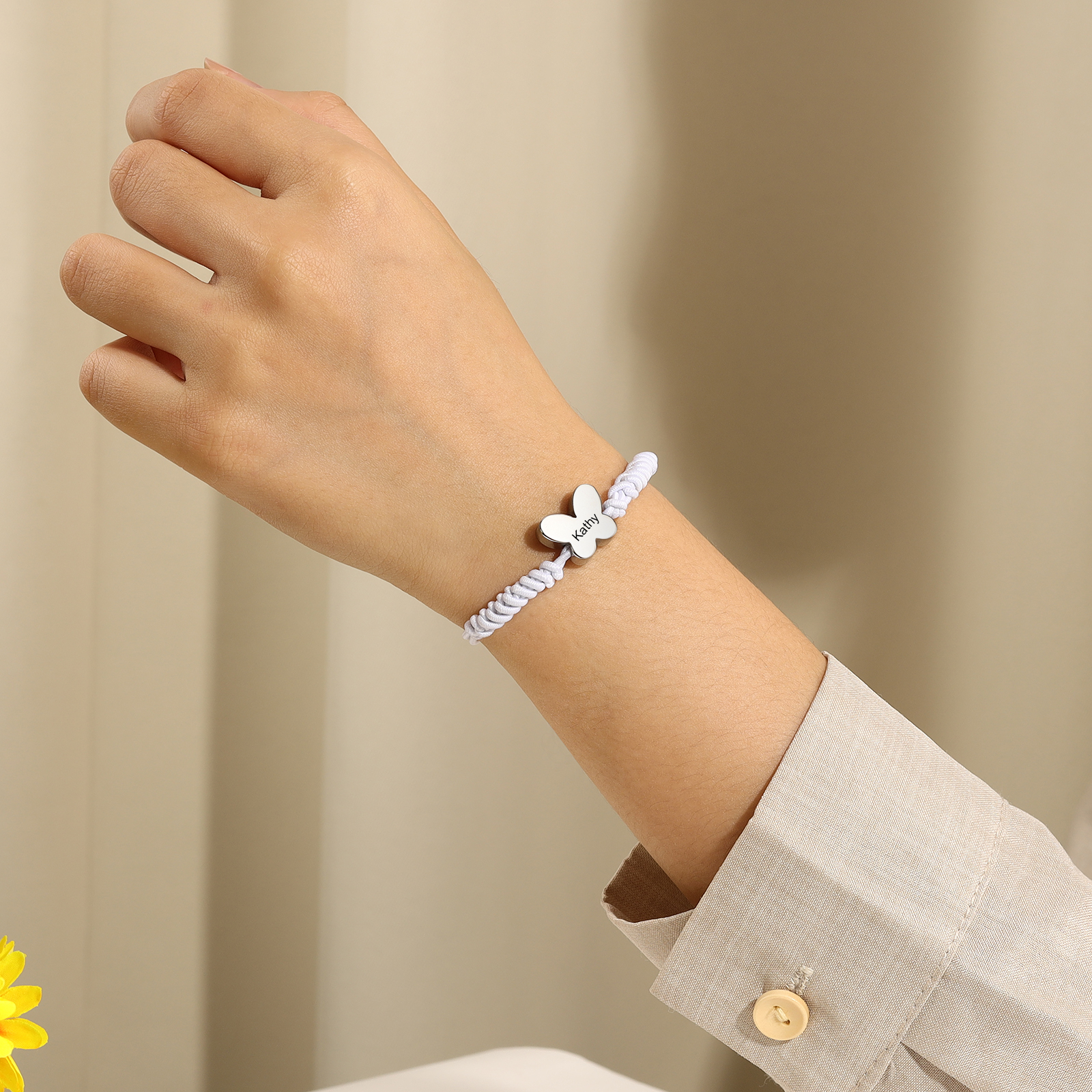 2 Pcs Butterfly Bracelet Set Custom 2 Names Adjustable Bracelets Back to School Gift for Daughter Granddaughter-Jessemade AU