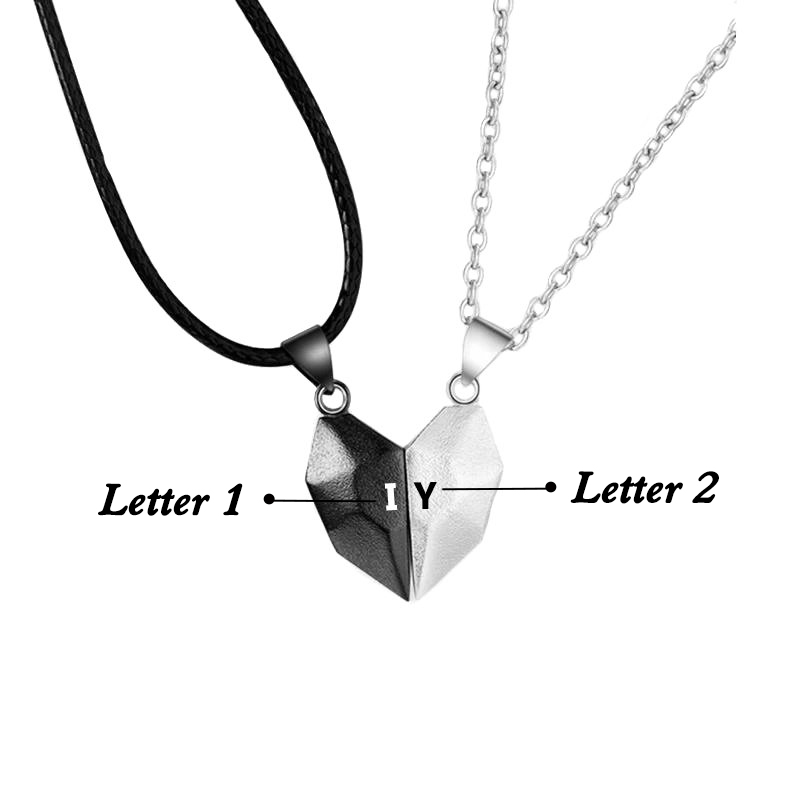 Two Souls One Heart Necklace Magnetic Heart Matching Necklace Couple Gift