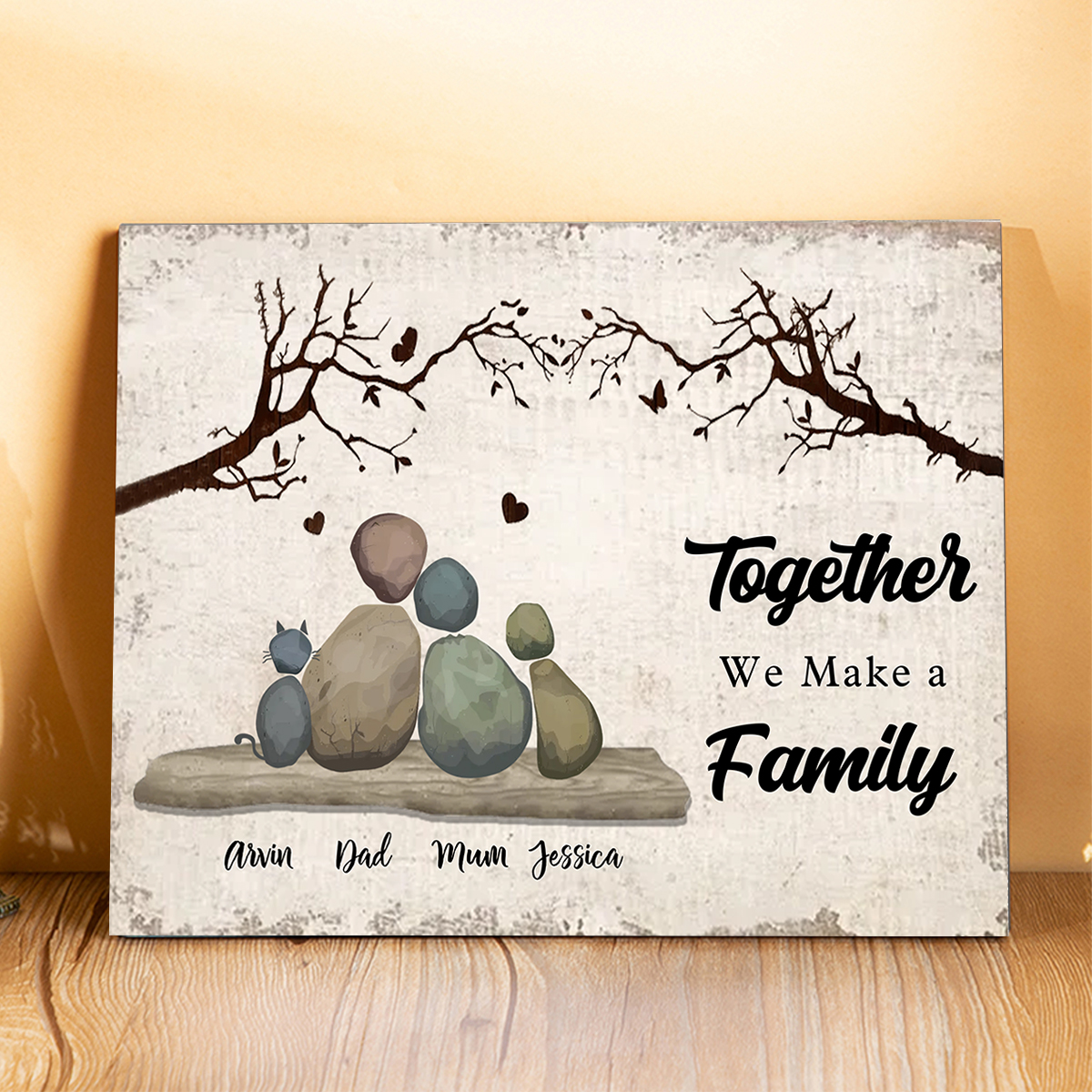 Custom decorative family print, personalised with 2 to 8 names, Christmas and birthday gift for parents and grandparents | Jessemade