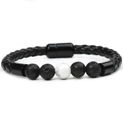 Tiger Eye Black Onyx Beaded Bracelet Men-Jessemade AU