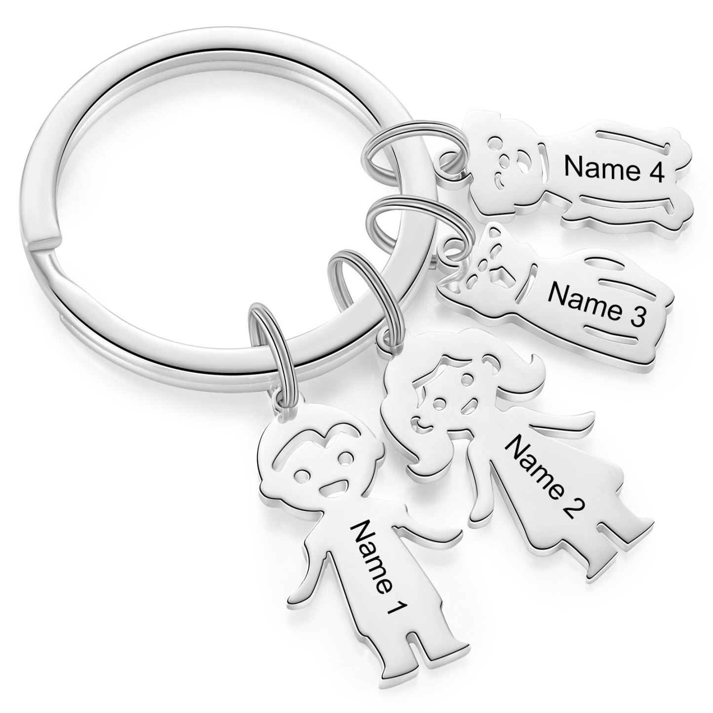 4 Names - Personalised Kid Charm Keychain Pet Charm Keyring Father's Day Gift for Family Friends-Jessemade AU